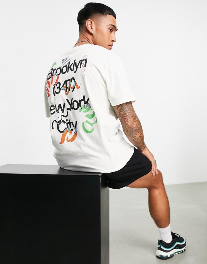 Asos Design Relaxed T-shirt In White With City Text Back Print