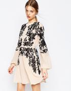 Asos Lace Placed Embroidered Mini Dress