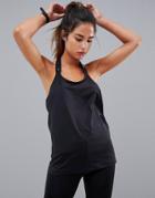 Asos 4505 Loose Fit Tank With Tape Back Detail - Black
