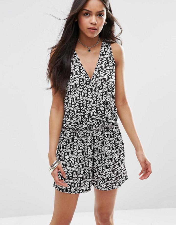 Brave Soul Print Romper - Black