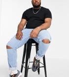 Don't Think Twice Plus Skinny Fit Ripped Jeans In Light Blue-blues