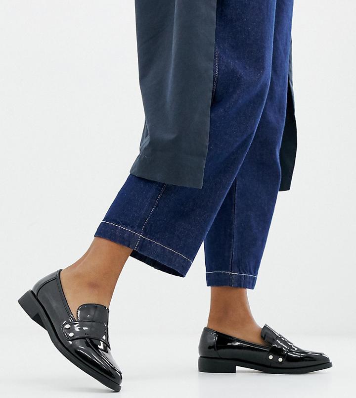 London Rebel Wide Fit Clean Loafers - Black
