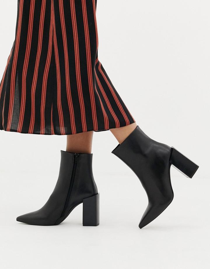 Depp Leather Block Heeled Boots - Black