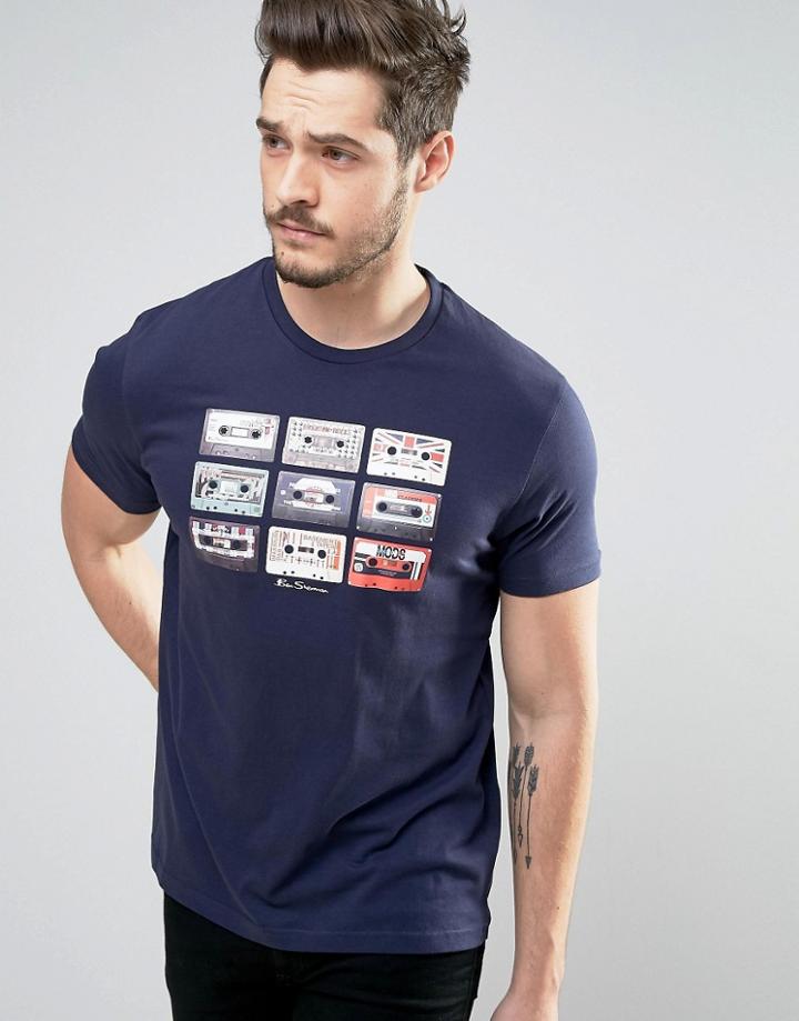 Ben Sherman Mixed Tape Graphic T-shirt - Navy