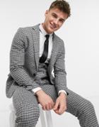 Gianni Feraud Slim Fit Wool Blend Small Check Suit Jacket-grey