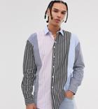 Collusion Tall Oversized Splice Stripe Shirt - Black