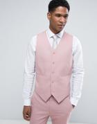 Asos Wedding Skinny Vest In Dusky Pink - Pink