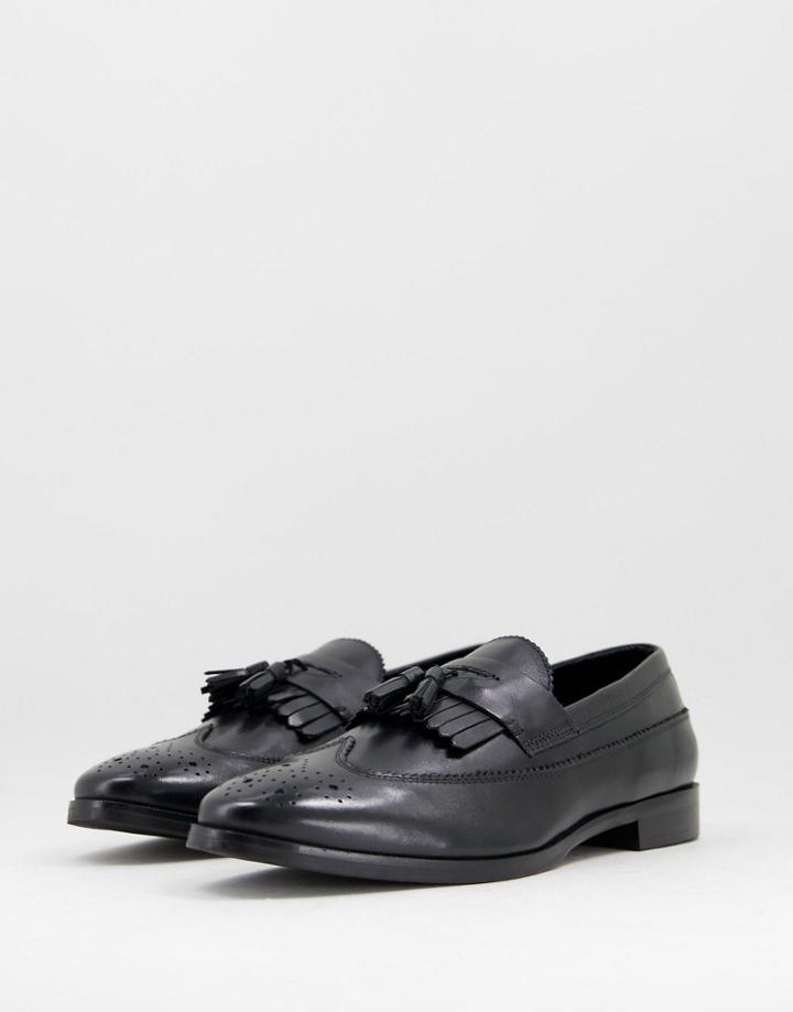 Asos Design Loafers In Black Polished Leather