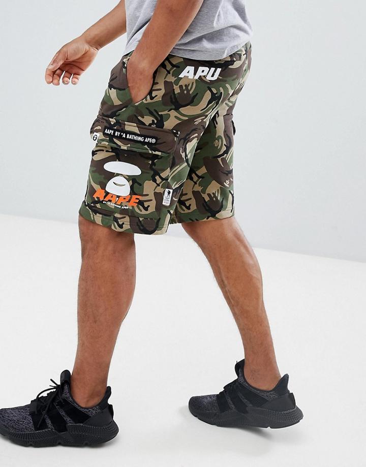 Aape By A Bathing Ape Cargo Shorts In Camo - Green
