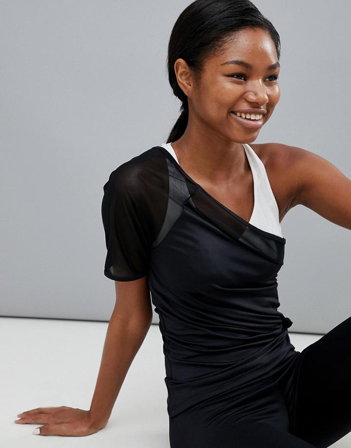 South Beach One Shoulder Gym T-shirt - Black