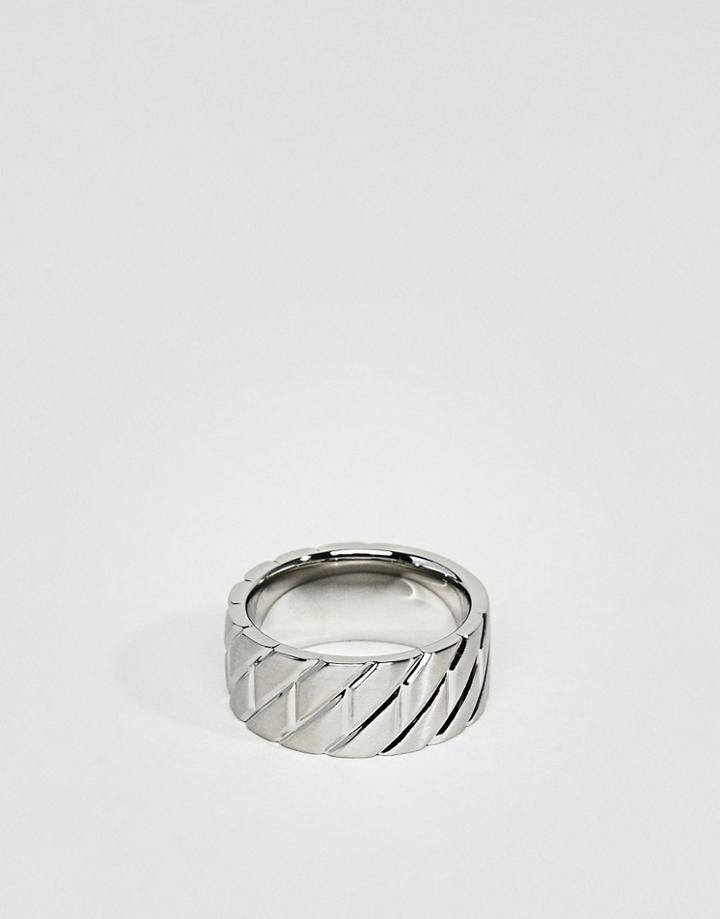 Emporio Armani Stainless Steel Band Ring - Silver
