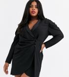 Asos Design Curve Mini Drape Front Tux Dress