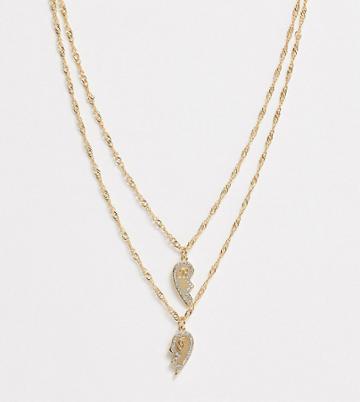 Reclaimed Vintage Inspired Heart Friendship Necklace-gold