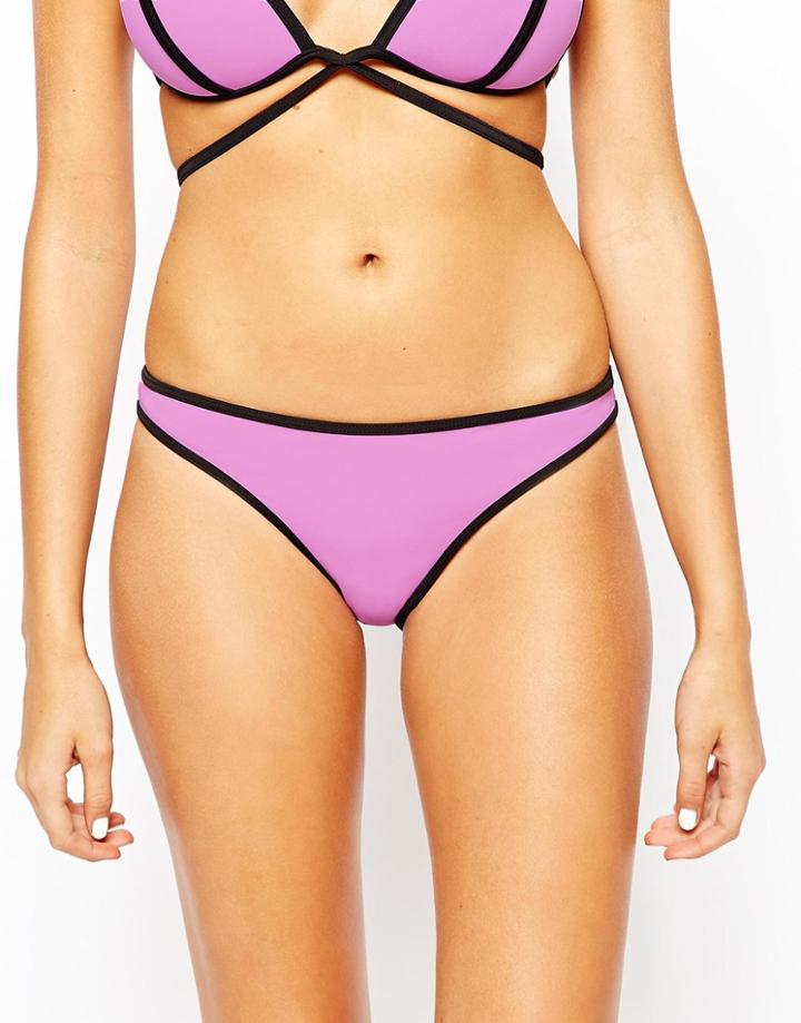Asos Mix And Match Contrast Brazilian Bikini Bottom - Rododendro Purple