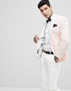 Asos Wedding Super Skinny Blazer In Blush Velvet - Pink