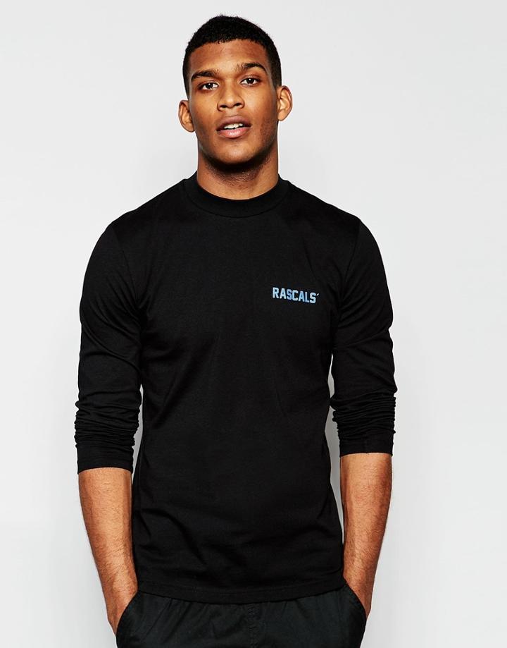 Rascals Long Sleeve T-shirt With Back Logo Print - Black