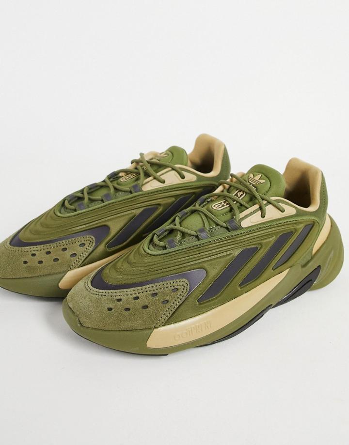 Adidas Originals Ozelia Sneakers In Khaki And Beige-neutral