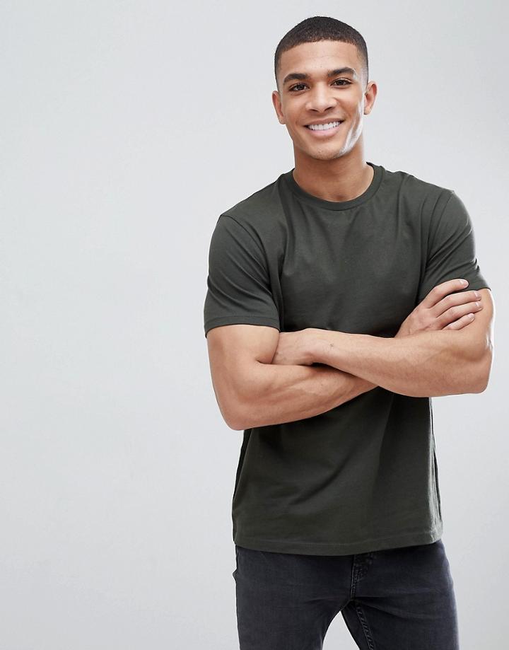 Asos Design Boxy Fit T-shirt In Green - Green