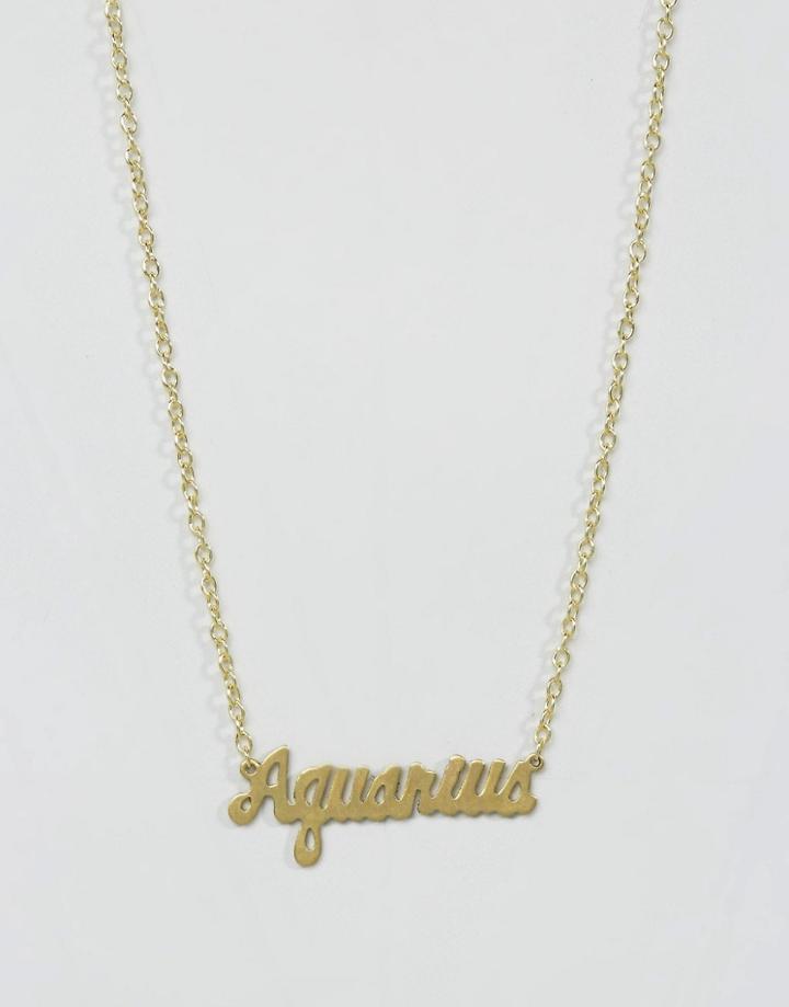 Rock N Rose Aquarius Zodiac Necklace - Gold