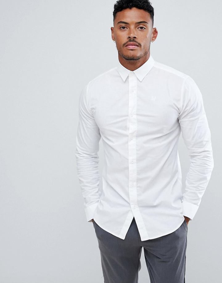 Siksilk Long Sleeve Muscle Fit Shirt In White - White