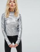 Cheap Monday Sequin High Neck Top - Silver