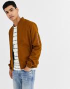 Asos Design Ma1 Bomber Jacket In Tobacco-brown