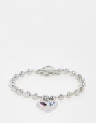 Asos Design Chunky Ball Chain Bracelet With Alien Pendant In Silver Tone