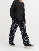 Jaded London Cargo Pants In Black With Print