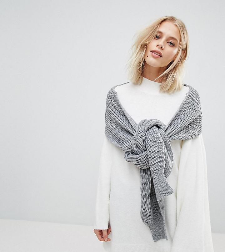 Willow And Paige Oversized Ribbed Cuffed Sweater Scarf - Gray