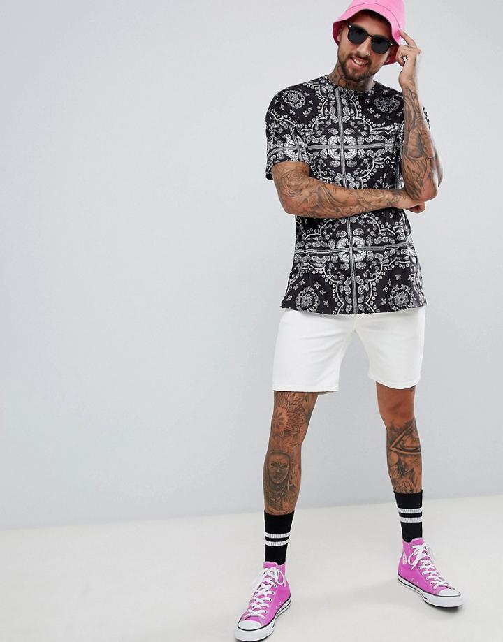 Roadies Of 66 Oversized T-shirt In Bandana Print - Black