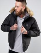 Timberland Hooded Short Parka Detatchable Faux Fur Trim - Black