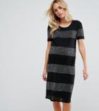 Supermom Maternity Metallic Striped Knitted Midi Dress - Black