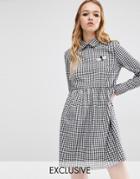 Reclaimed Vintage Gingham Dress With Bumblebee Patch - Black