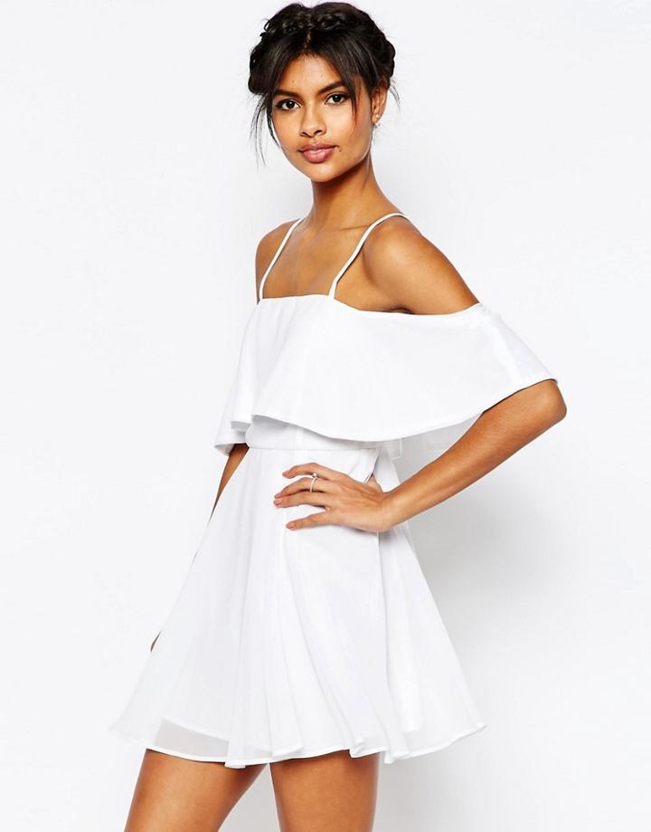 Asos Cold Shoulder Mini Dress - Ivory