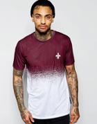 Criminal Damage T-shirt In Dip Dye - Burgundy
