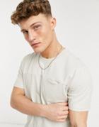 Only & Sons Longline T-shirt With Curved Hem In Beige-neutral