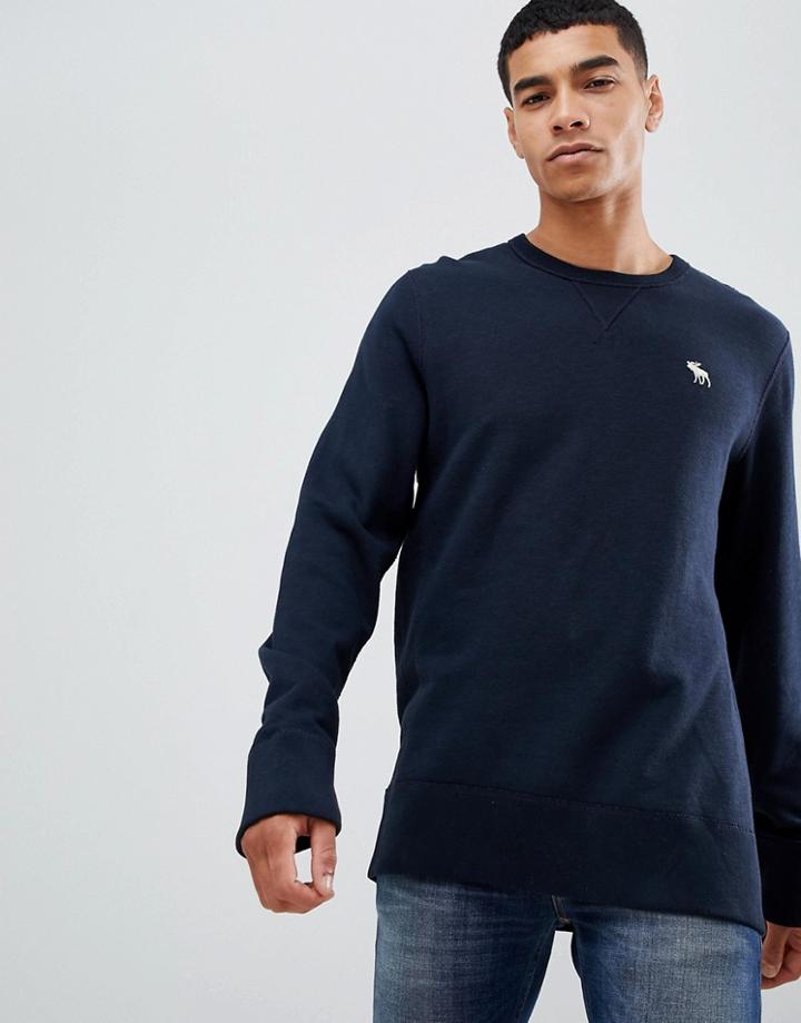 Abercrombie & Fitch Icon Logo Print Crew Neck Sweatshirt In Navy - Navy