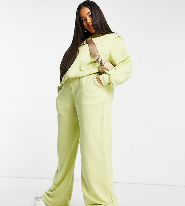 Asos Design Curve Set Oversized Sweatpants In Pistachio-green