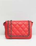 Asos Quilted Shoulder Bag With Chain Handle - Red