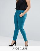 Asos Curve Lisbon Skinny Mid Rise Jean In Teal - Green