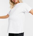 Asos Design Maternity Relaxed T-shirt With Roll Sleeve In White