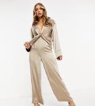 Ei8th Hour Long Sleeved Plunge Front Jumpsuit In Gray-grey