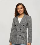 Miss Selfridge Petite Dogtooth Blazer-black
