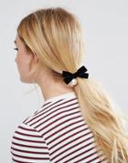 Asos Velvet Bow & Pearl Hair Tie - Cream