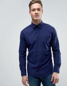 Esprit Shirt In Slim Fit With All Over Ditsy Print - Navy