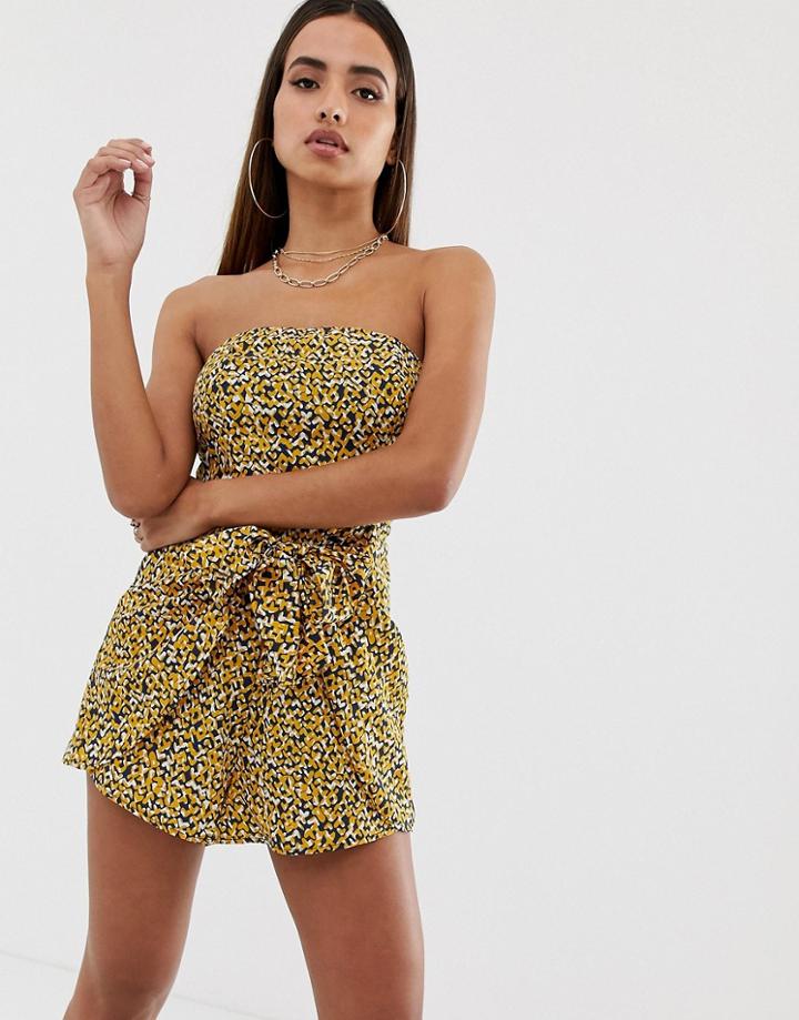 Parallel Lines Bandeau Playsut With Tie Front - Yellow