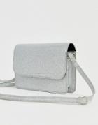 Asos Design Mini Cross Body In Glitter-silver