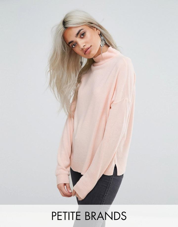Noisy May Petite High Neck Sweater - Cream