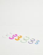 Asos Design Pack Of 6 Hoop Earrings In Mixed Colors-multi