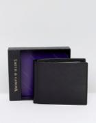 Smith And Canova Wallet With Contrast Animal Print Inner - Black